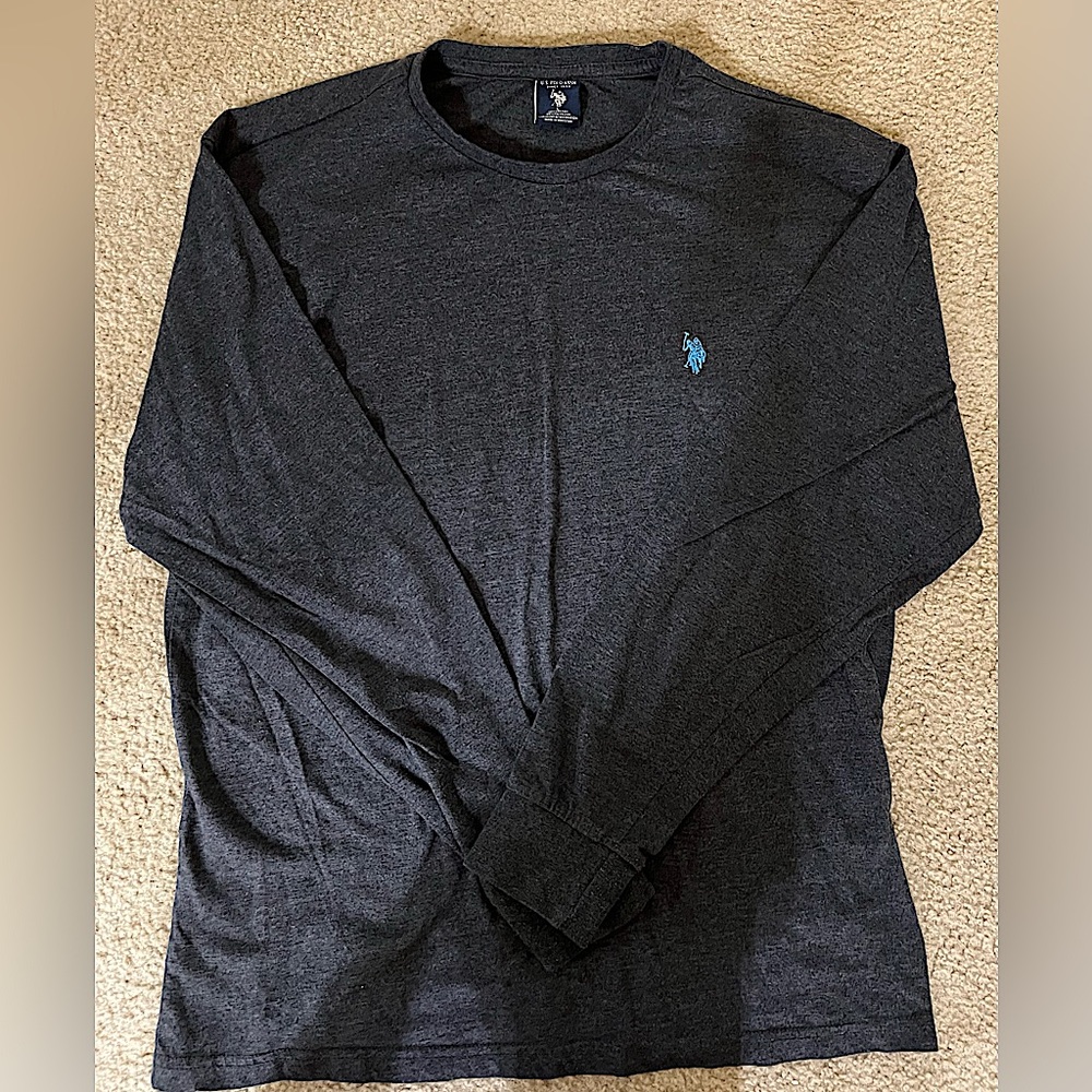 Grey and blue Polo long sleeve , size Large.